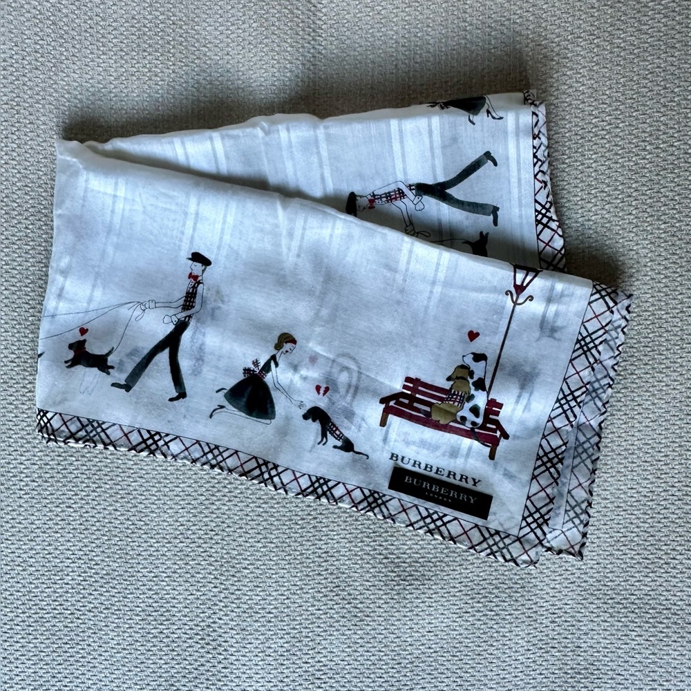 SOLD: Burberry Vintage Handkerchief – Dog Lovers’ Parisian Stroll Print